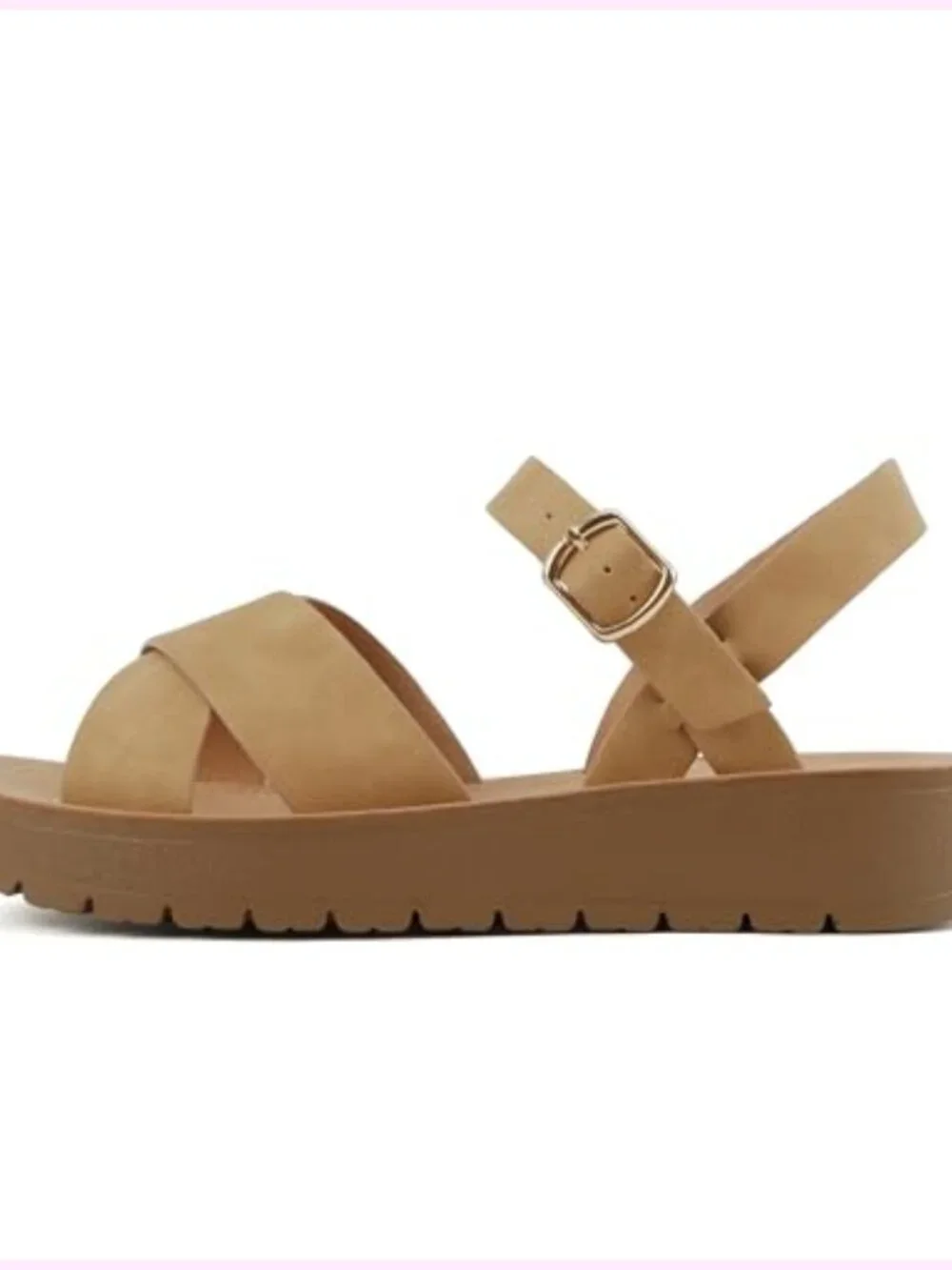 Flat Sandals Flatform Ankle Buckle Criss Cross Band Straps Sandals